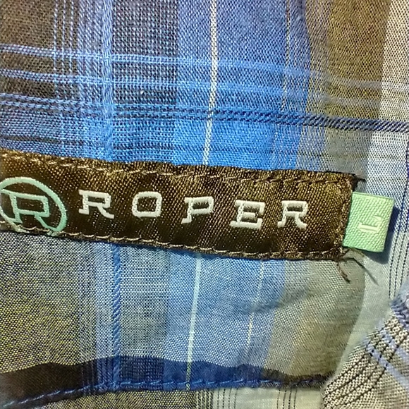 Roper Western Pearl Snap Long Sleeve Shirt Men's Large Benson Butterfield Rodeo - Picture 6 of 7